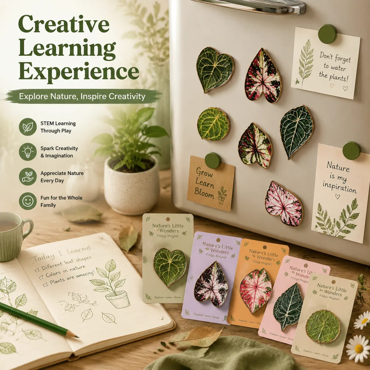 Creative Learning botanical leaf magnets