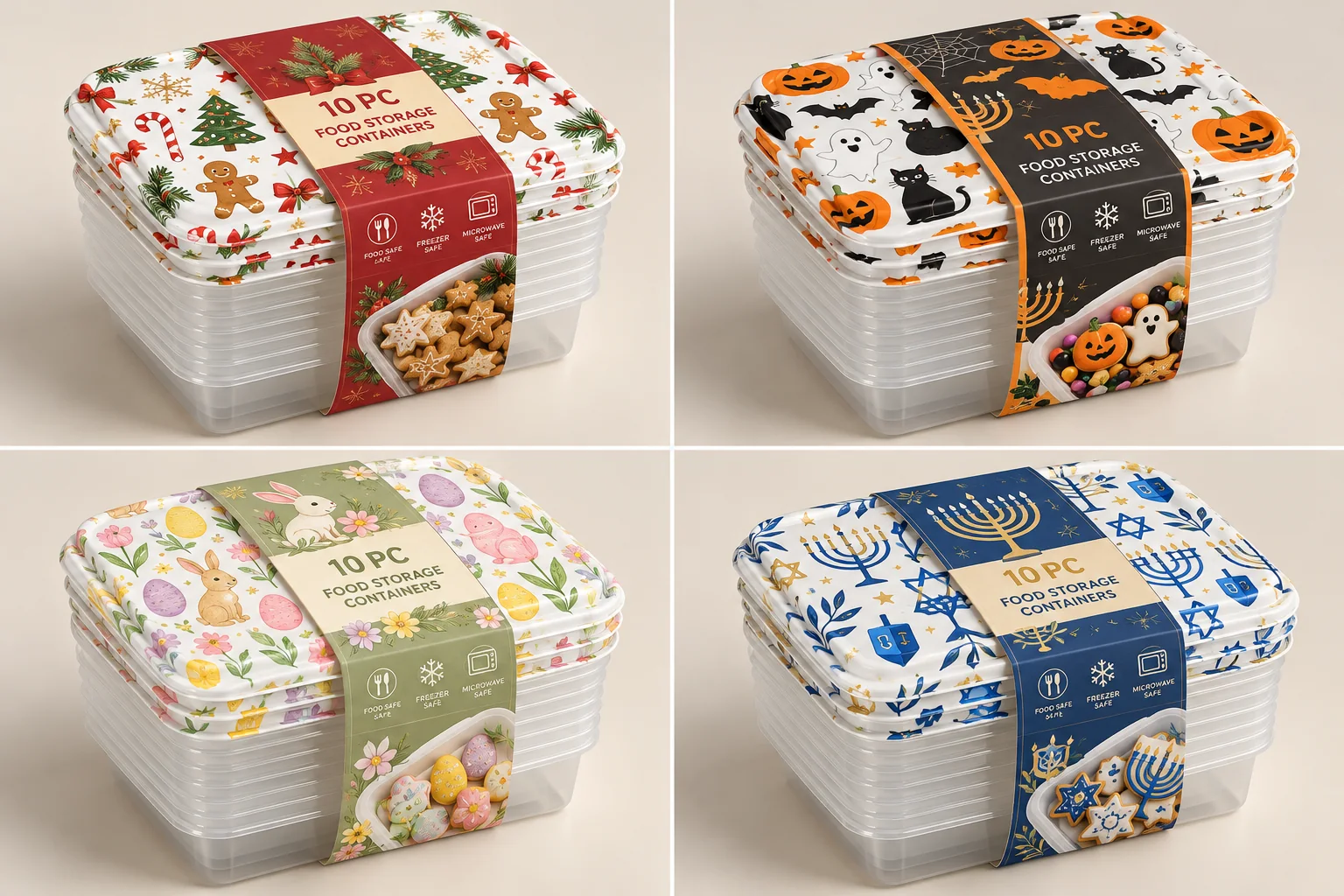 Festive food storage container collection